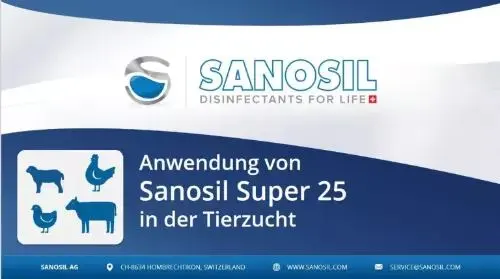 Sanosil Super 25, ein Produkt zur Desinfektion und Hygieneanwendungen.